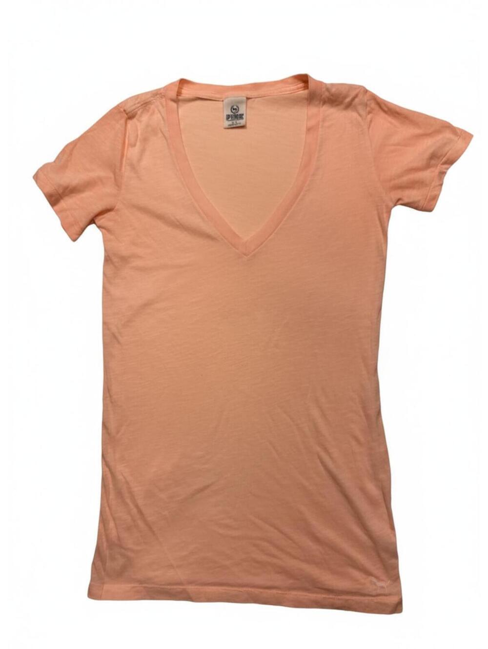 Victoria's Secret PINK Peach V-Neck Short Sleeve Tee Shirt Women's Small